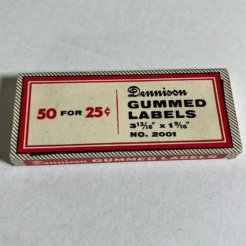 Dennison gummed labels - 13 labels in box